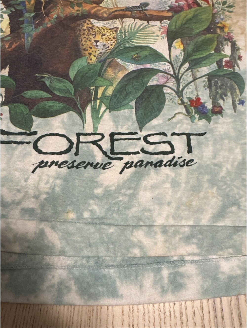 Vintage 1991 Liquid Blue Rainforest Preserve T-Shirt Tie Dye XL Single Stitch - Picture 7 of 16